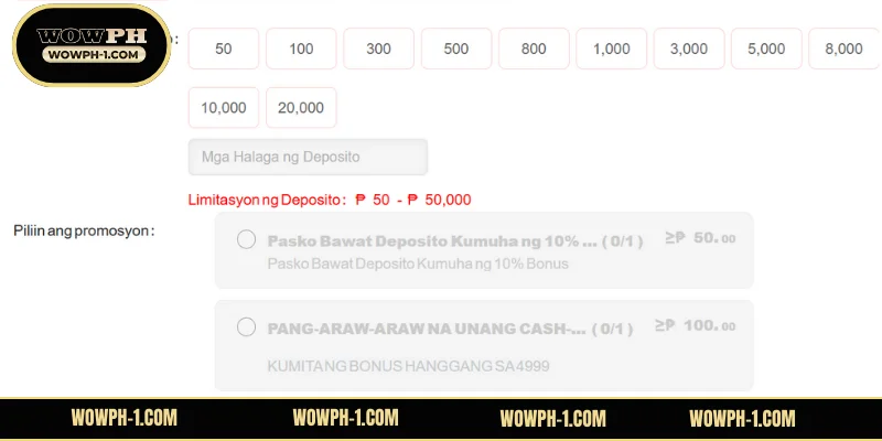 Mga Hakbang kung Paano Mag deposit sa WOWPH